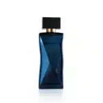 Frasco de perfume azul com design elegante