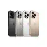 Quatro iPhones de cores diferentes alinhados