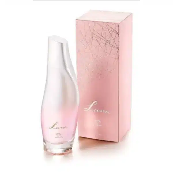 Frasco de perfume Luna com embalagem rosa.