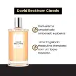 Fragrance David Beckham Classic com aroma amadeirado.