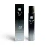 Frasco de spray fixador VIP com embalagem estilizada.