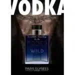 Fragrância masculina Vodka Wild em fundo escuro.