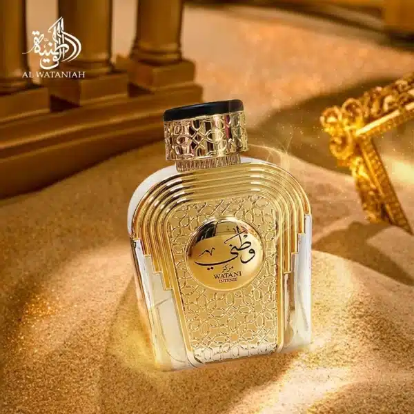 Frasco de perfume luxuoso da Al Wataniah.
