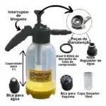 Equipamento de espuma com partes e capacidade especificadas.