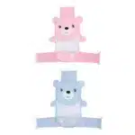 Babador em forma de ursinho, rosa e azul.