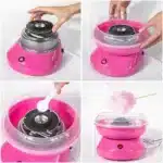 Máquina de algodão doce em funcionamento.