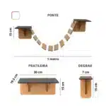 Modelo de prateleira com ponte e degraus.