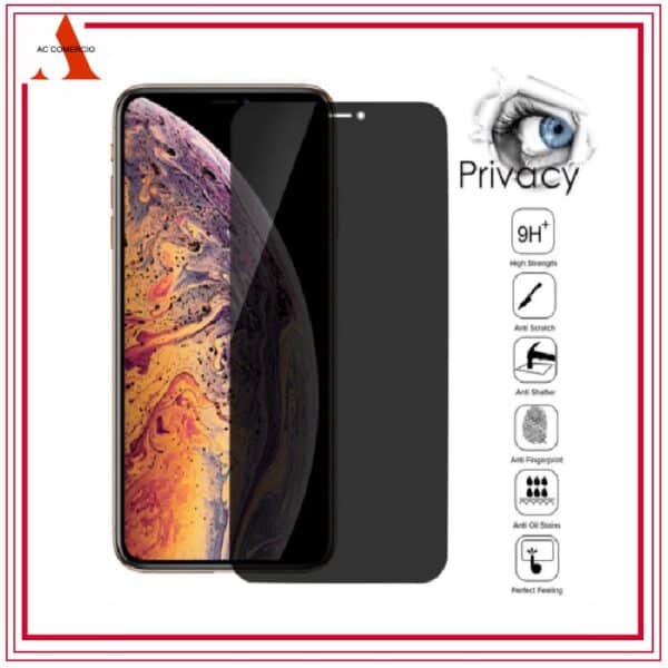 película de vidro privacidade iPhone sendo aplicada em um iPhone 14 Pro Max, mostrando o bloqueio lateral
