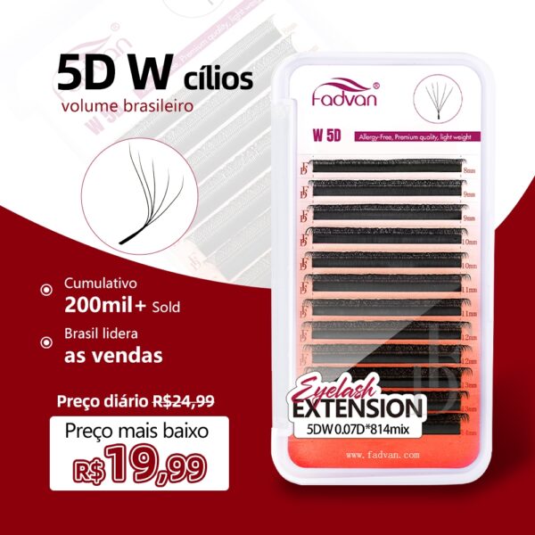 Beleza e Cuidados Pessoais Extensões de Cílios Fadvan 5D 0.07 C/D Faux Mink Natural