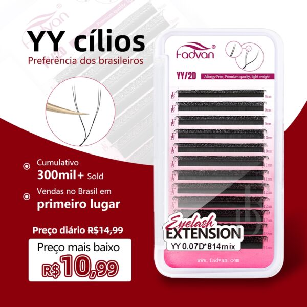 Beleza e Cuidados Pessoais - Pestanas Fadvan YY Shape Cílios Fox Eyes Brasileiros Macios