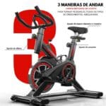 bicicleta ergométrica profissional SINBER OFICIAL 120kg preta com detalhes vermelhos