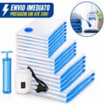 Casa organizada com kit de 5 sacos a vácuo MAXMULTI com bomba elétrica para edredom e roupas de cama
