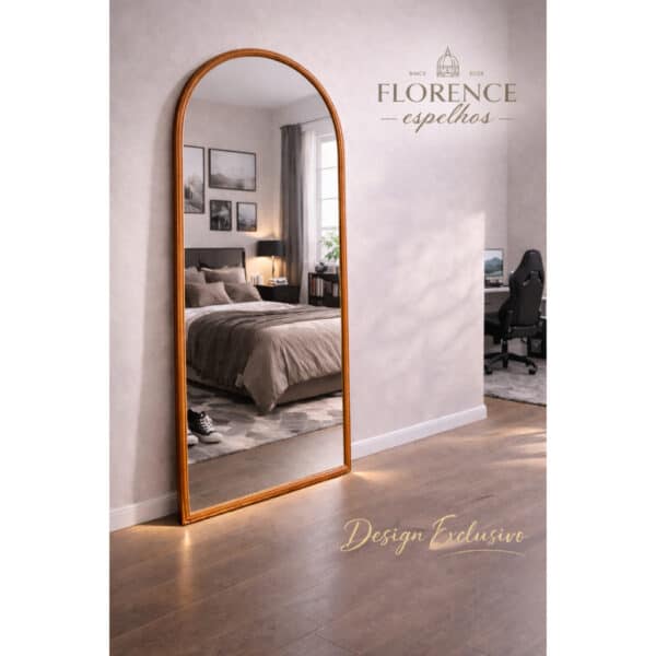 espelho corpo inteiro Verona Oval com moldura em couro premium 120x50