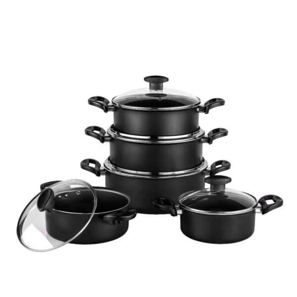 Panelas antiaderente 5 peças Cozillar com tampa de vidro, modelo moderno na cozinha