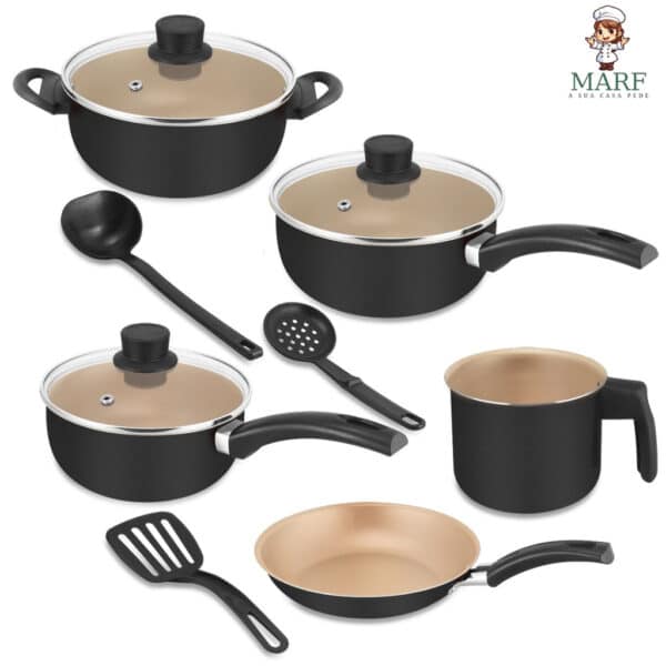 Panelas antiaderente jogo 8 peças Cozinhare Teflon 5 camadas tampa vidro