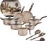 Panelas 10 peças antiaderente Coffee Cappuccino - conjunto com caçarola, frigideira, fervedor e kit talheres