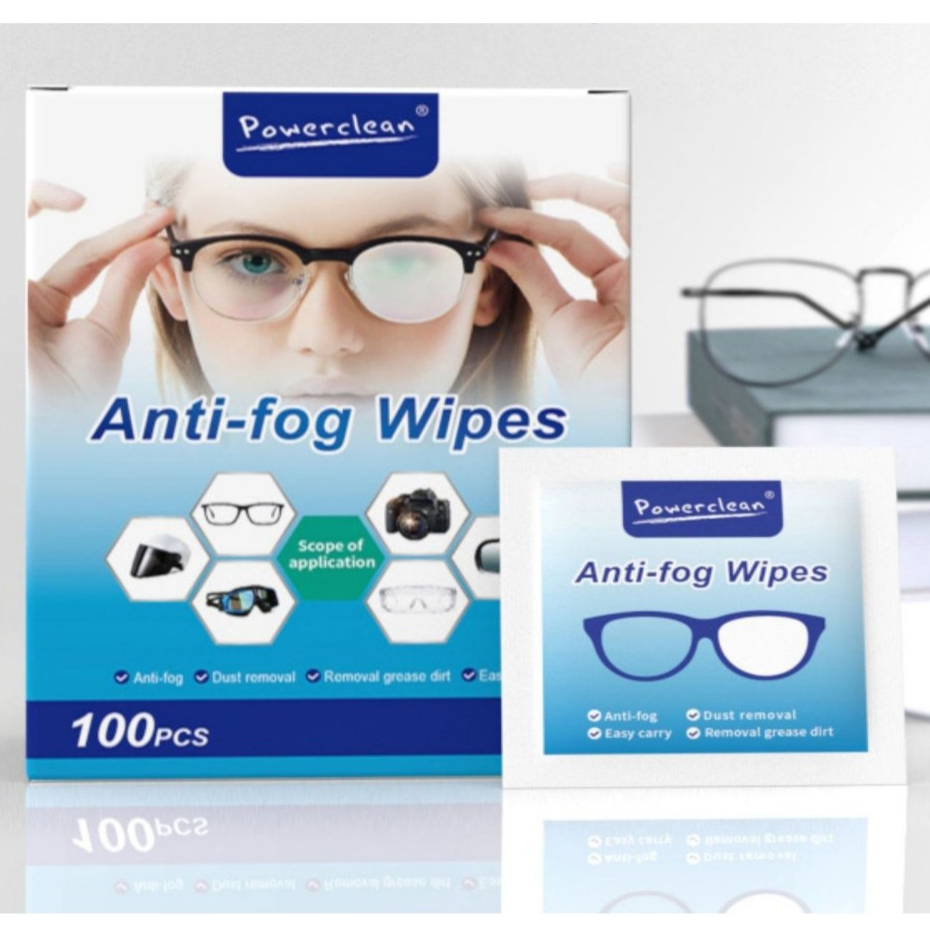 100 200 300 lenços umedecidos POWERCLEAN antiembaçantes para limpeza de óculos e lentes de câmeras
