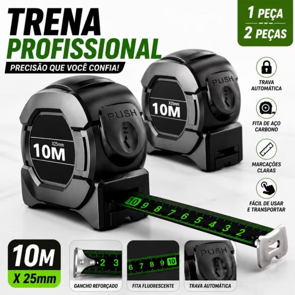 1peça trena profissional fita métrica fluorescente com trava 5M 7.5M 10M aço inoxidável alta precisão
