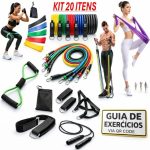 20 itens treino em casa com elásticos extensor, mini band, thera band e corda de pular