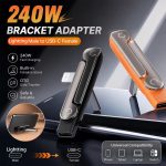 240w usb tipo lightning adaptador dobrável com suporte embutido para celular