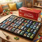 48 carrinhos de metal com maleta e pista, brinquedo de fricção para menino