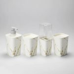 acessorio banheiro kit 4 pecas lavabo conjunto Plasutil para pia e organizacao