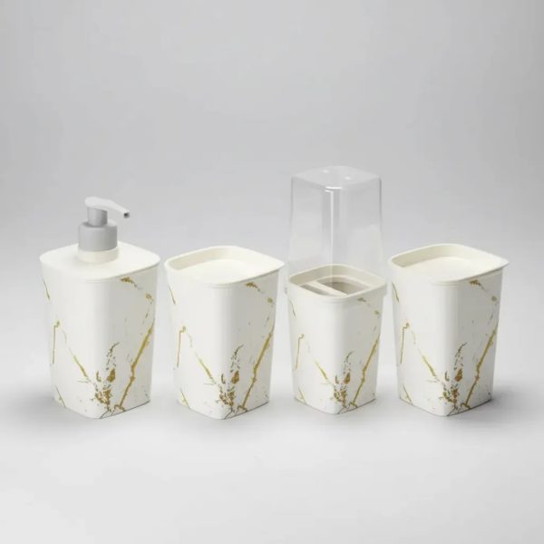 acessorio banheiro kit 4 pecas lavabo conjunto Plasutil para pia e organizacao
