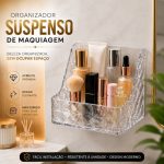 acessorio beleza porta maquiagem suspenso acrílico premium verde transparente organizador de parede