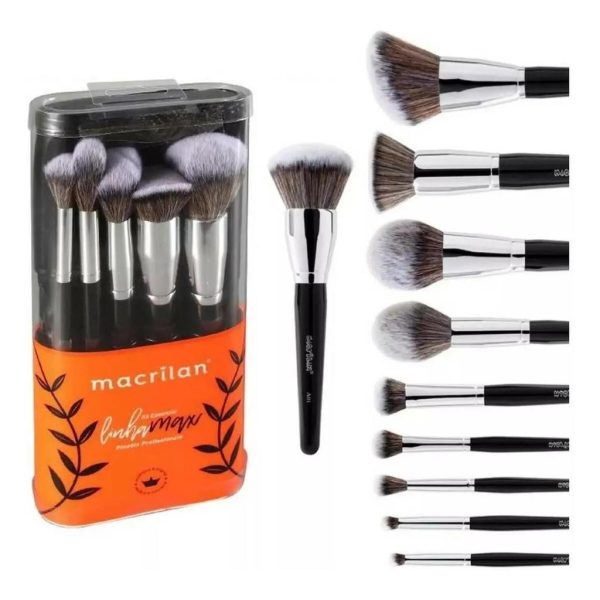 acessorio beleza Kit Max com 10 pincéis profissionais e necessaire Macrilan