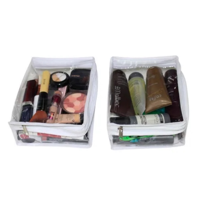 acessorio beleza kit 5 organizadores nécessaire de maquiagem em PVC com zíper
