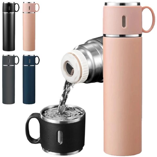 acessorio cafe garrafa térmica inox 500ml com copo para água café chá