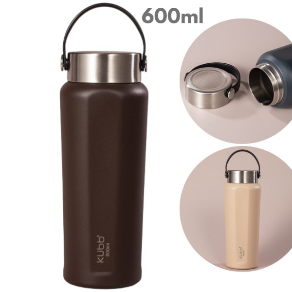 acessorio cafe Garrafa Térmica Inox Kubb 600ml com tampa em metal e parede dupla