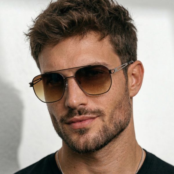 acessorio cafe oculos de sol marrom premium metal fino elegante uv400 masculino feminino