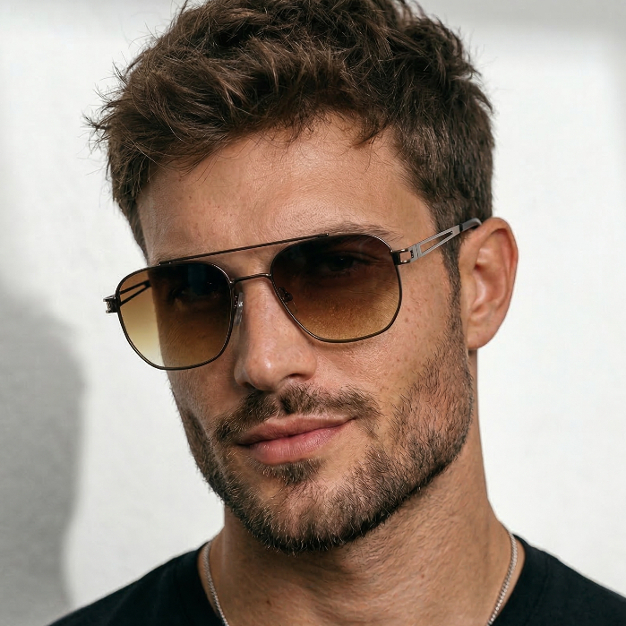 acessorio cafe oculos de sol marrom premium metal fino elegante uv400 masculino feminino