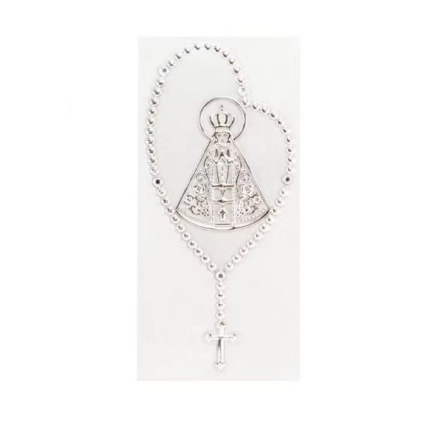 acessorios carro: adesivo de Nossa Senhora Aparecida com terço e strass para proteção veicular