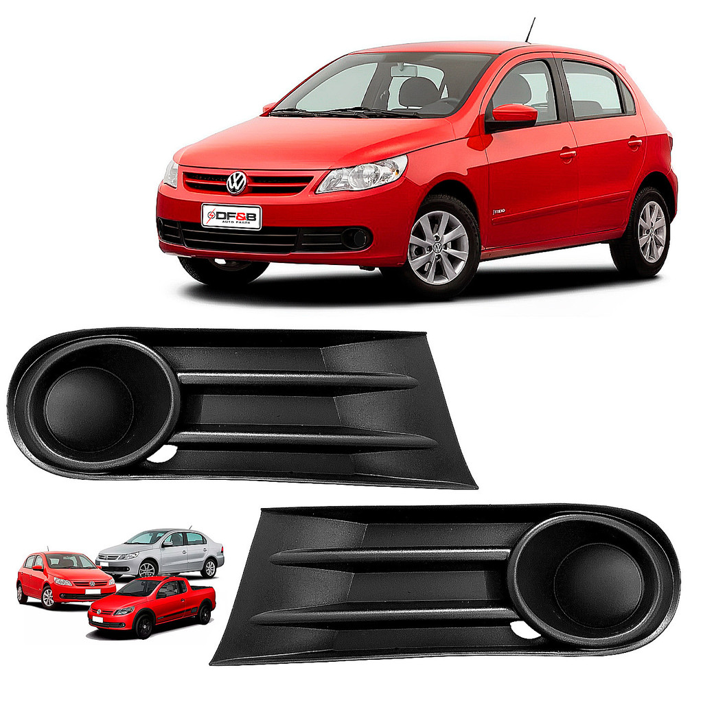 Acessórios carro: par grade lateral parachoque Gol Saveiro Voyage G5 sem furo preto