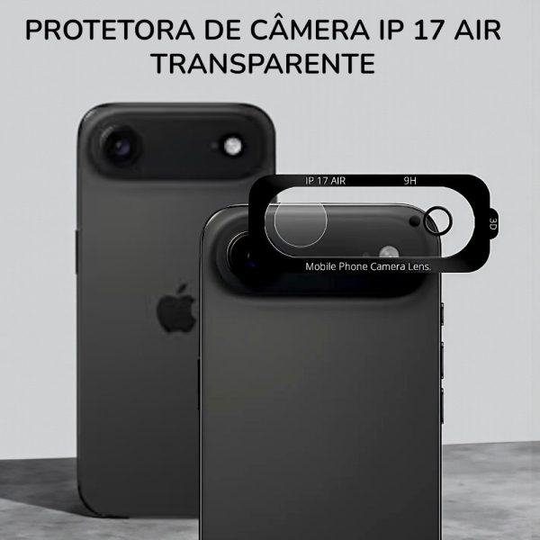 Acessórios celular: protetora de câmera transparente premium para IP 17 Air com nota 4.8