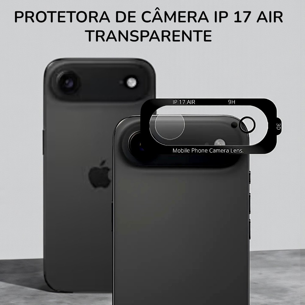 Acessórios celular: protetora de câmera transparente premium para IP 17 Air com nota 4.8