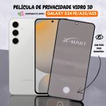 acessorios celular película de privacidade vidro 3D para Galaxy S24 FE A35 A55 com furo para digital