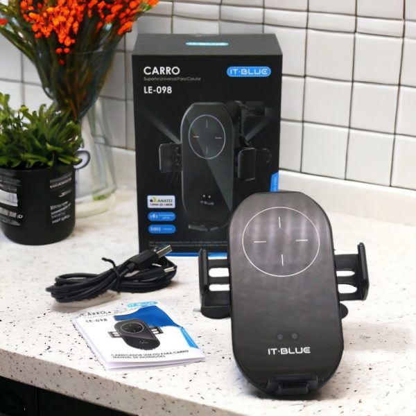 acessorios celular suporte veicular universal com carregador por indução LE-098 para carro