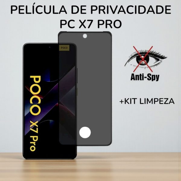 Acessórios celular: película de vidro 3D privativa para PC X7 Pro com furo para digital