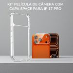 Acessorios celular: kit capa transparente com película protetora de câmera para IP 17 Pro