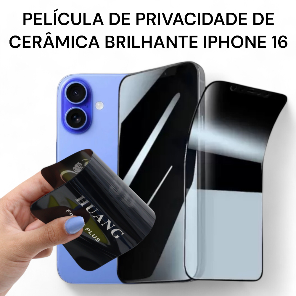 acessorios celular película de privacidade de cerâmica brilhante para iPhone 15, 16 e 16 Pro Max