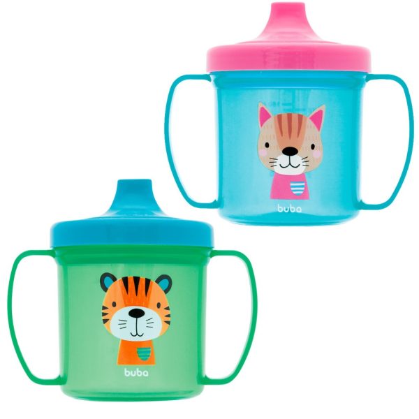 Alimentacao bebe com copo de treinamento 180ml Buba de alças e bico rígido