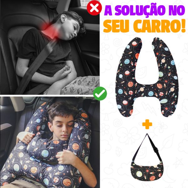 almofada de viagem para carro com travesseiro e cinto de segurança para criança
