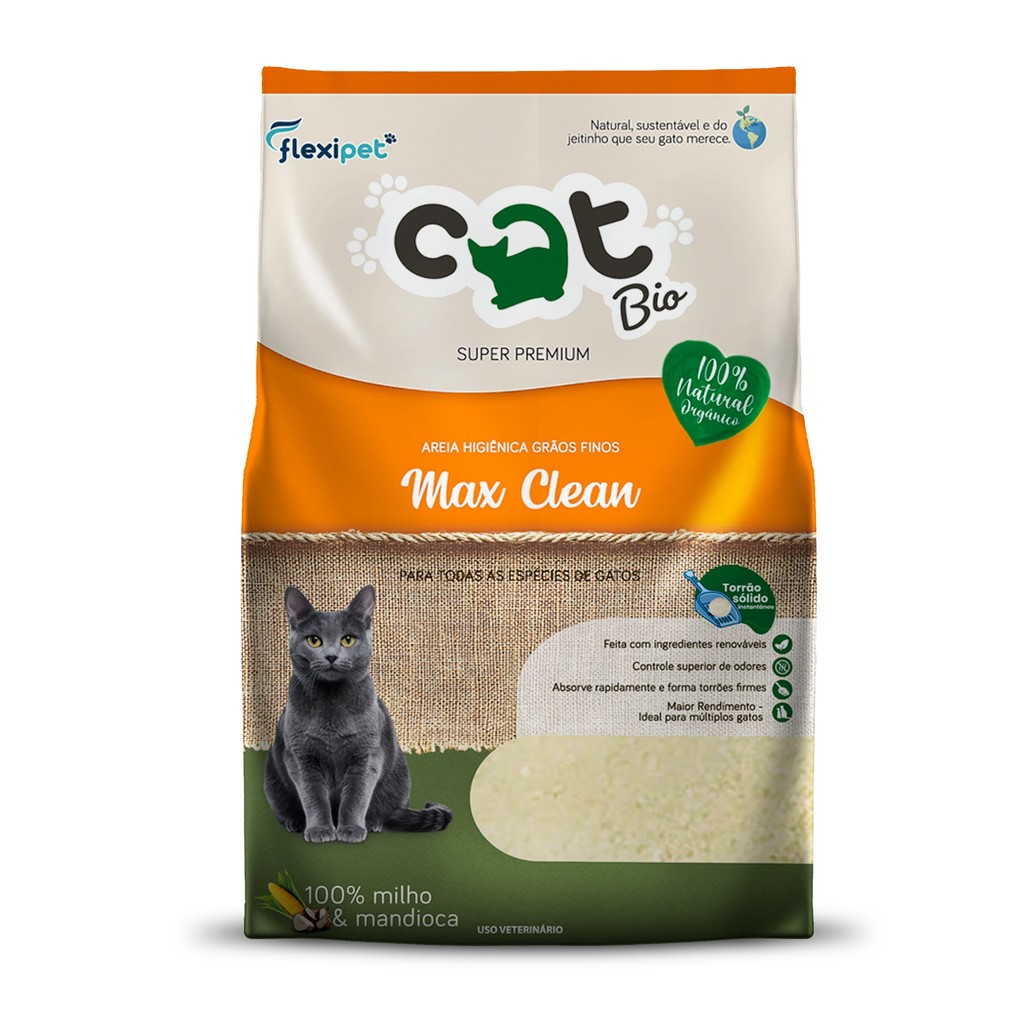 areia catbio biodegradável kg em pacote de 4 Kg com grãos finos Max Clean
