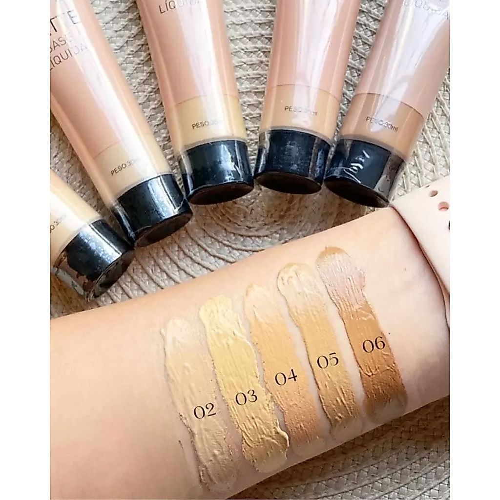 base liquida maquiagem matte Belle Angel 5 tons para pele linda e natural 30ml