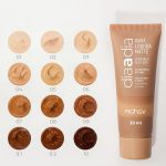 base liquida maquiagem matte Mahav em 8 tons da paleta 01 ao 08