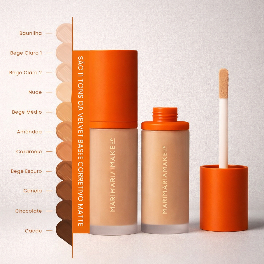 Base líquida maquiagem Matte Velvet Skin Mari Maria 25g com acabamento matte