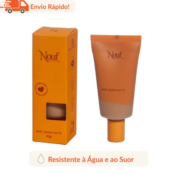 base liquida maquiagem matte Nouf 30ml resistente à água e suor para rosto